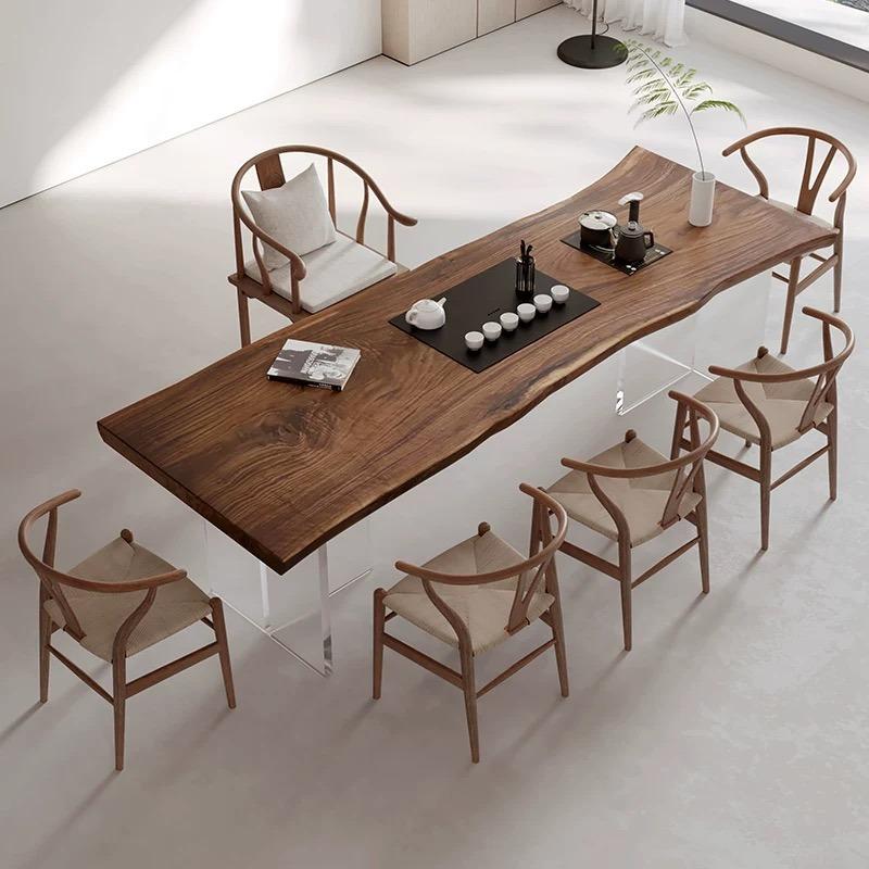 Solid Walnut Acrylic Dining Table