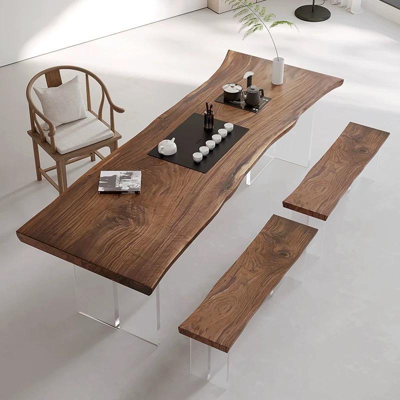 Solid Walnut Acrylic Dining Table