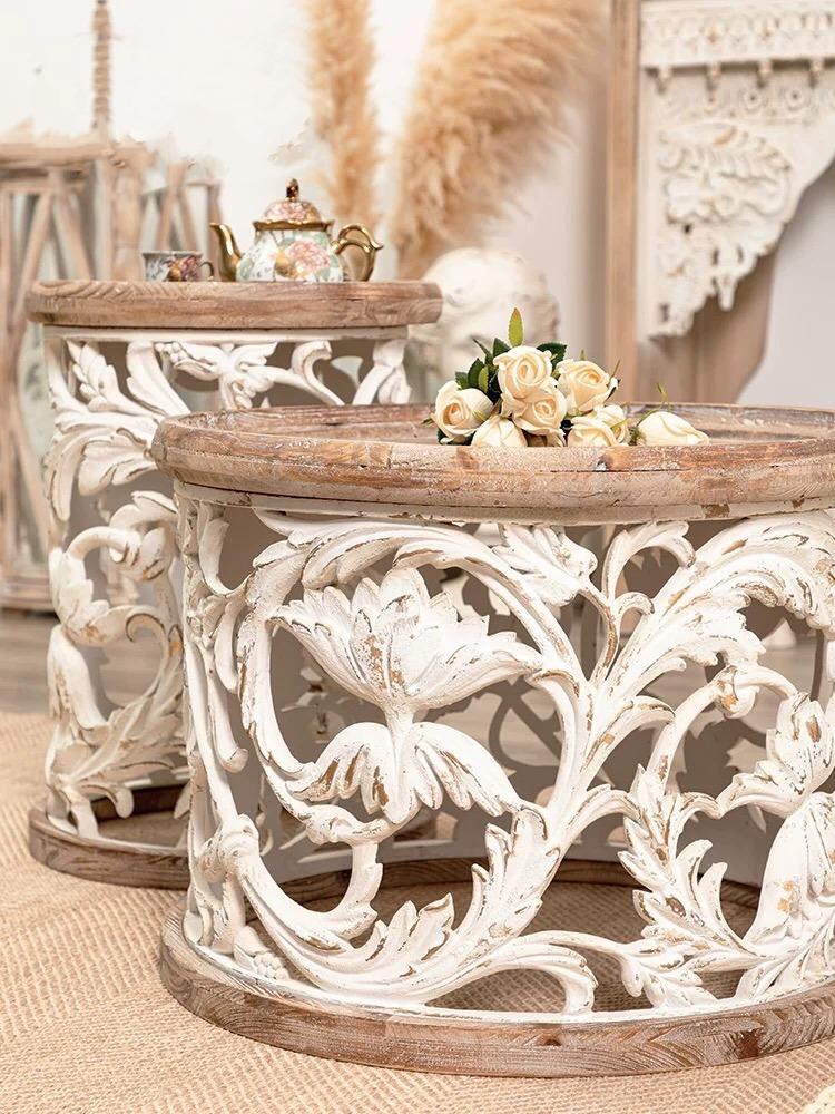 Solid Wood Top Drum End Table