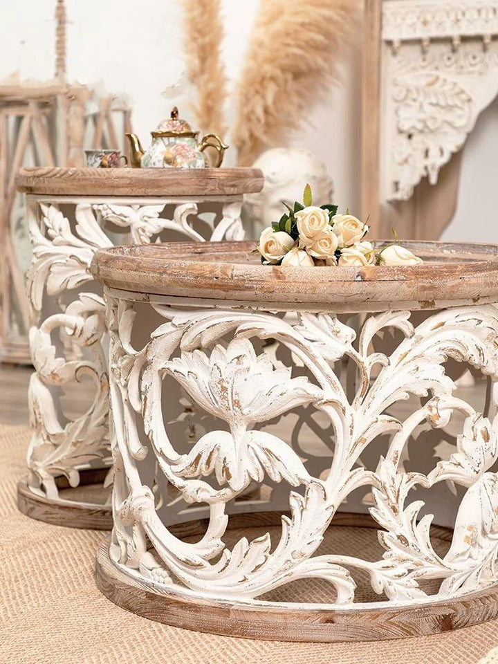 Solid Wood Top Drum End Table