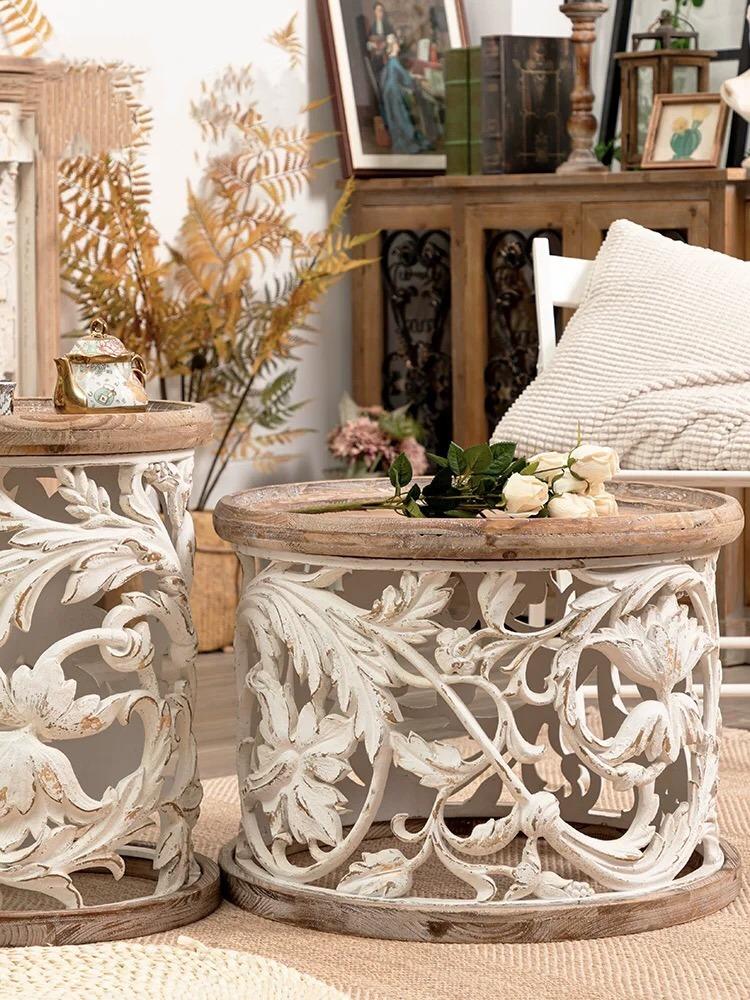 Solid Wood Top Drum End Table