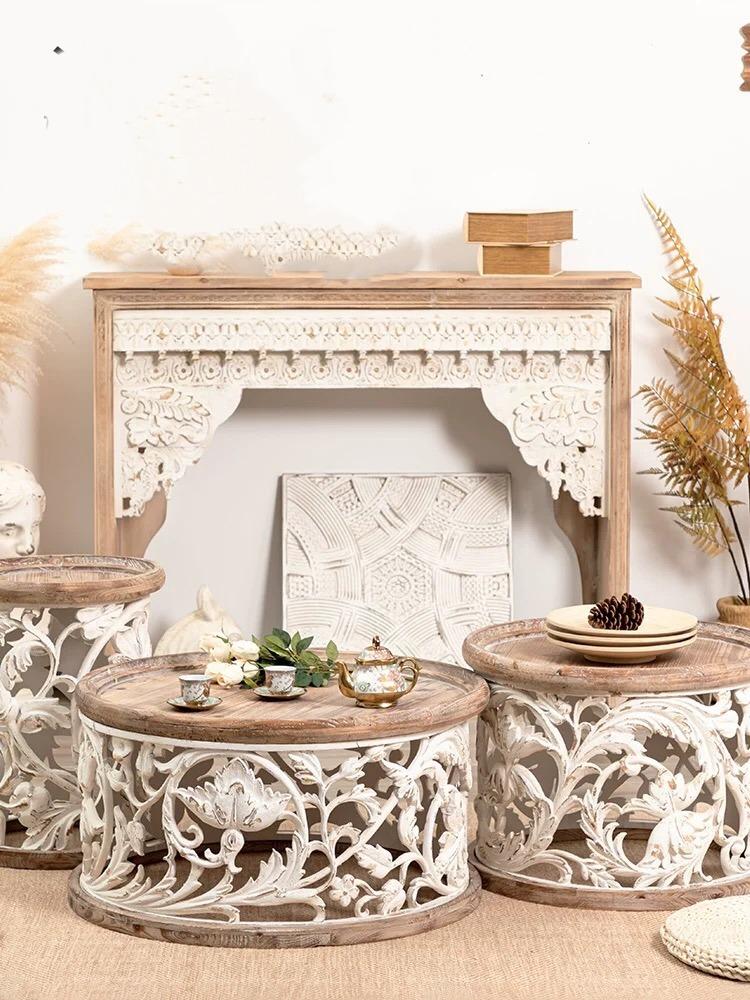 Solid Wood Top Drum End Table