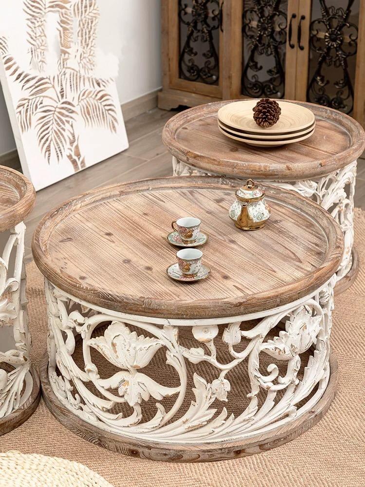 Solid Wood Top Drum End Table