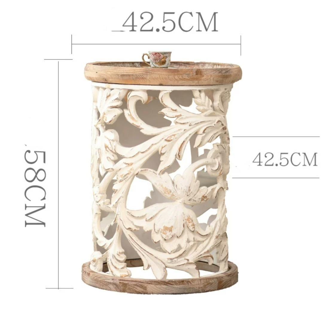 Solid Wood Top Drum End Table