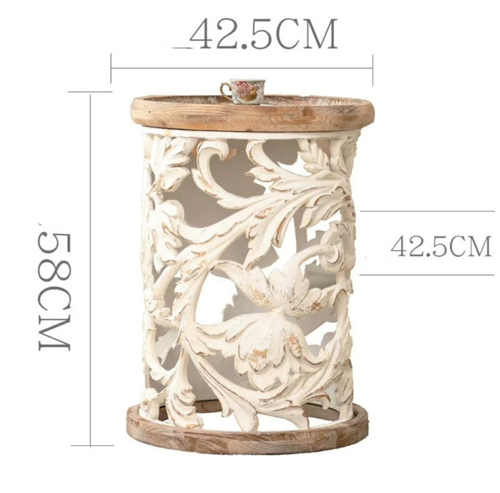 Solid Wood Top Drum End Table