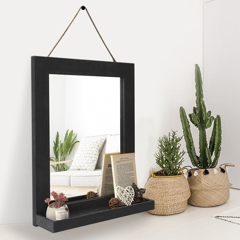 Square Wood Wall Mirror