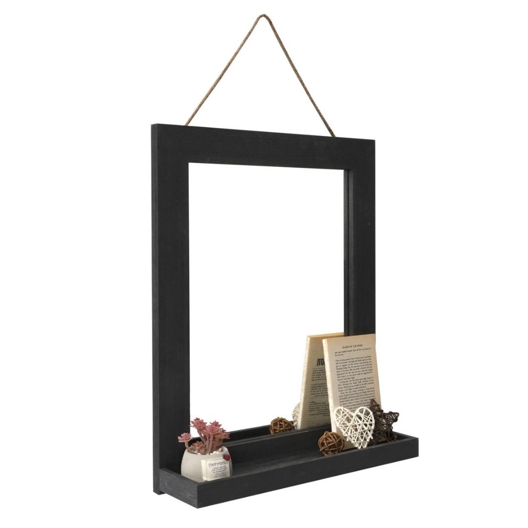 Square Wood Wall Mirror
