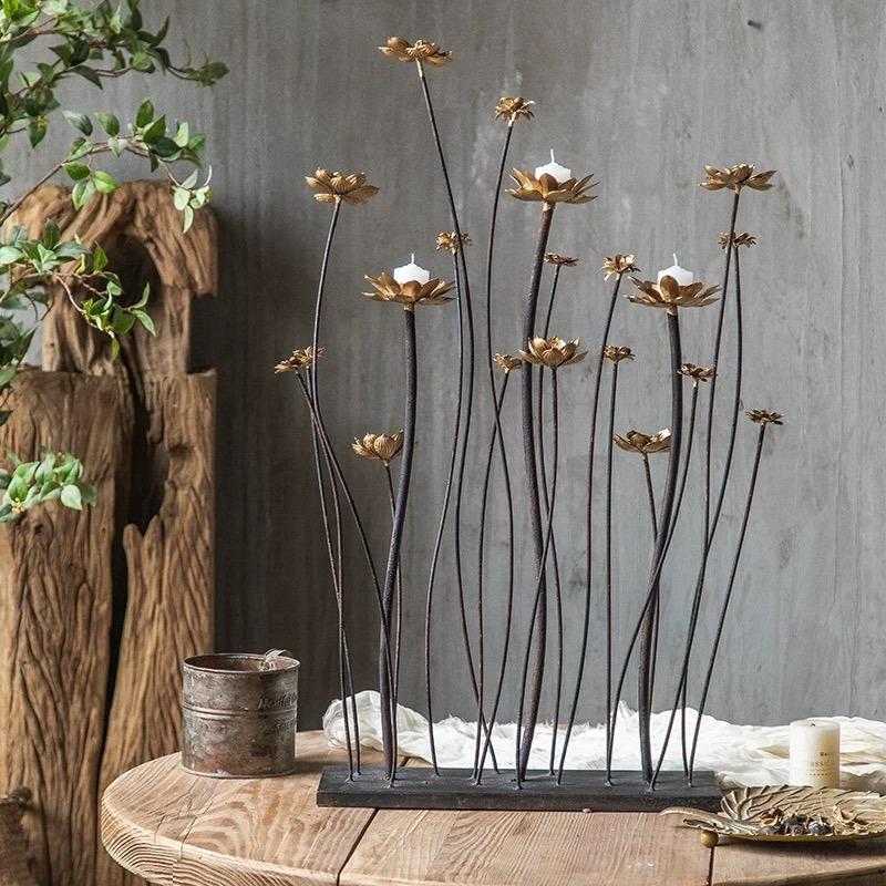 Sunset Lily Metal Candle Holder Tabletop