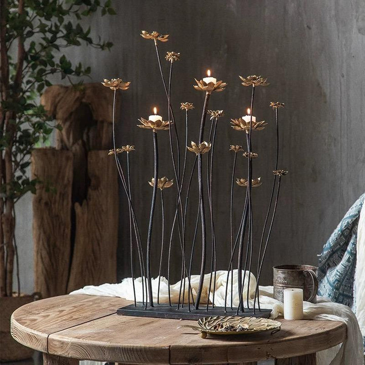 Sunset Lily Metal Candle Holder Tabletop