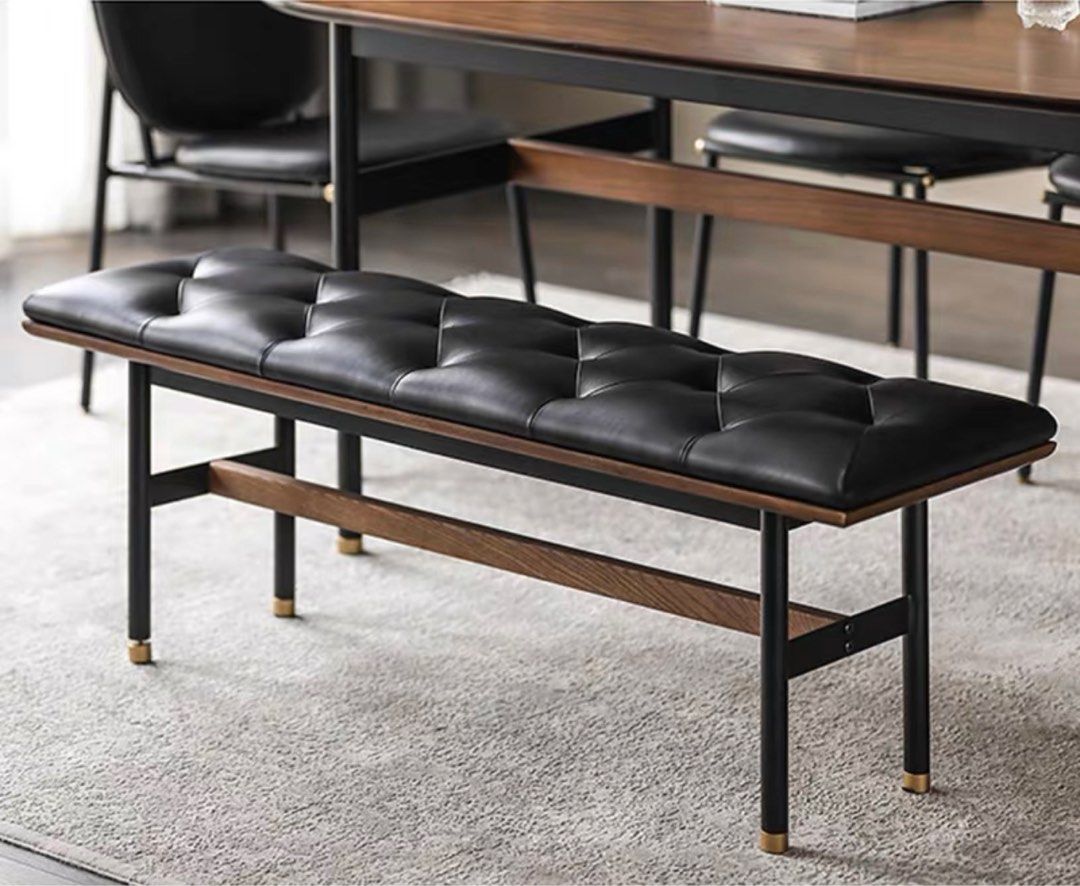 Rustic Leather Bench