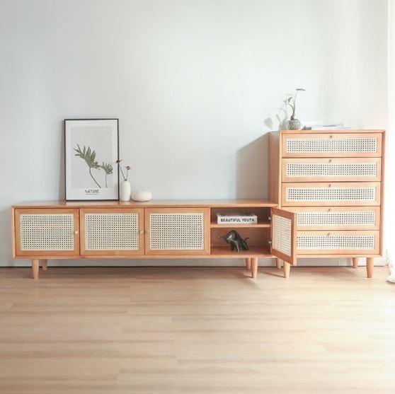 Solid Wood TV Console _ Drawers