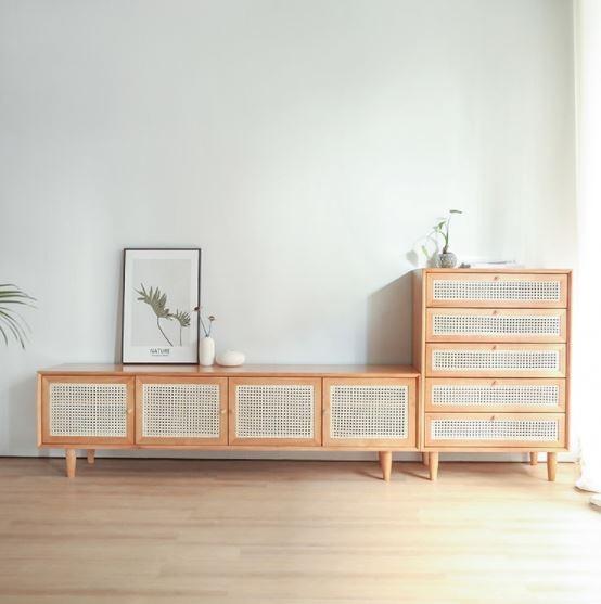 Solid Wood TV Console _ Drawers