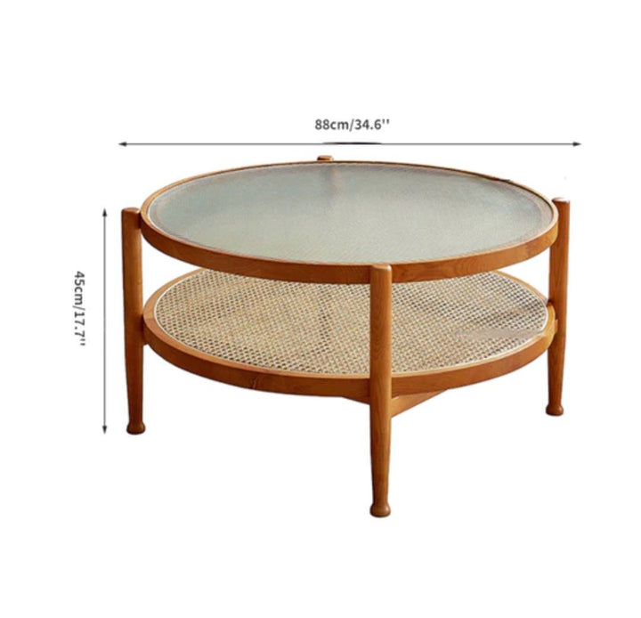 Rustic Rattan Round Coffee Table