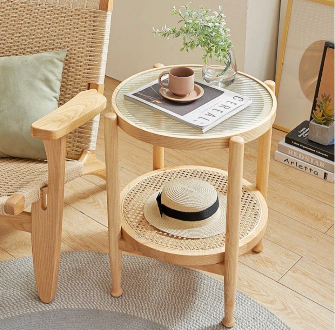 Rustic Rattan Round Coffee Table