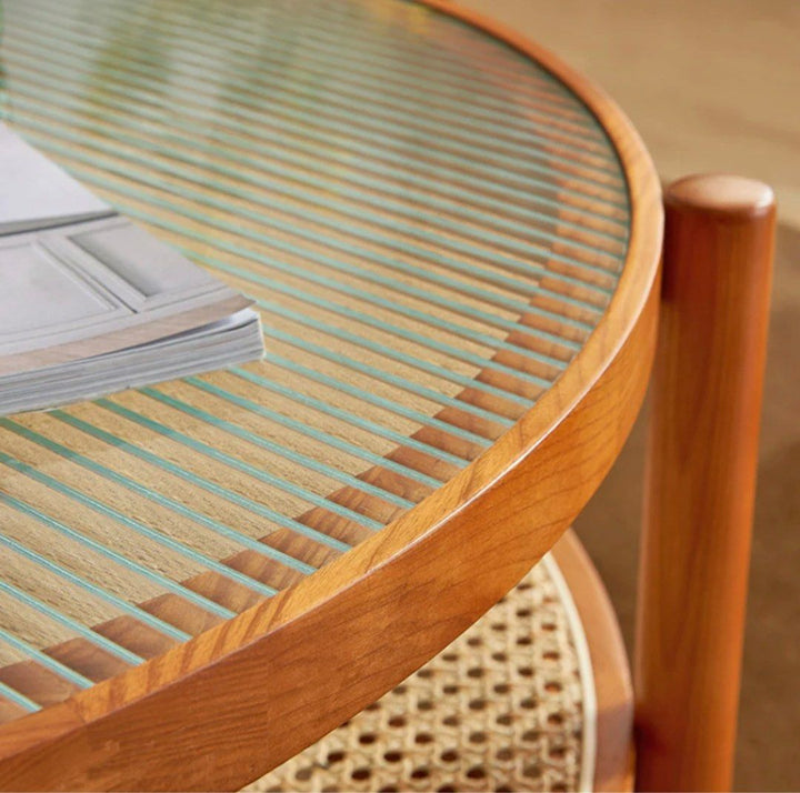 Rustic Rattan Round Coffee Table