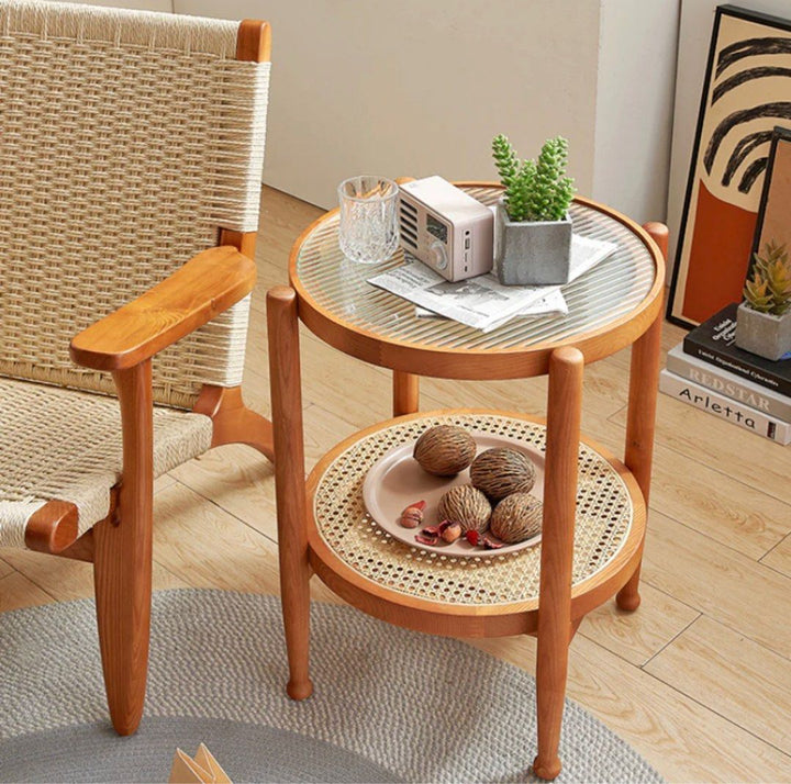Rustic Rattan Round Coffee Table