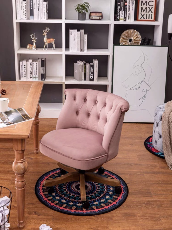 Wide Tufted Velvet Swivel Chair