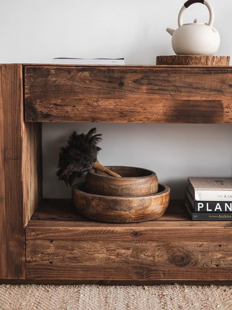 Wood log Drawer Console Table