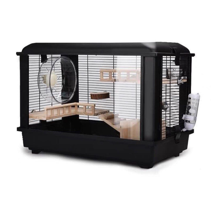 Black Hamster Cage Set Dwarf Hammy Villa Enclosure