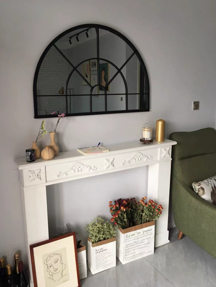 Antique Solid Wood Hallway Console & Mirror