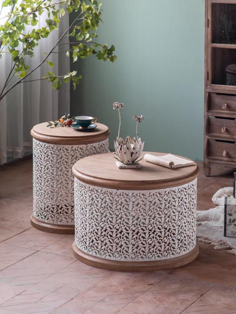 Carver Metal Drum Coffee Table