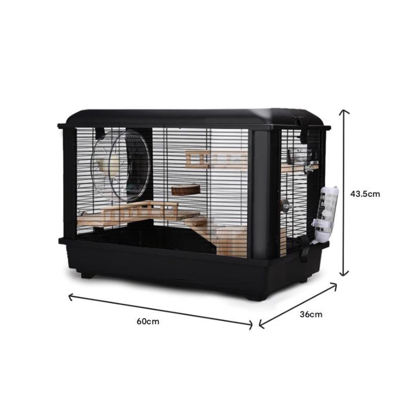 Matte Black Full Accessories Hamster Cage Home