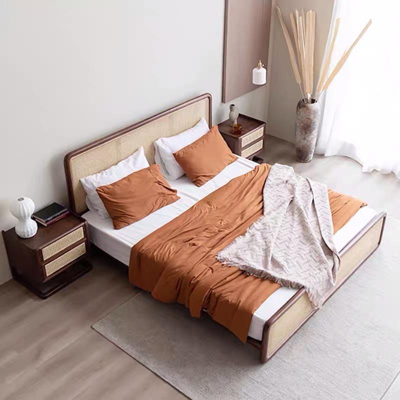 Solid Wood Mesh Double Bed Frame
