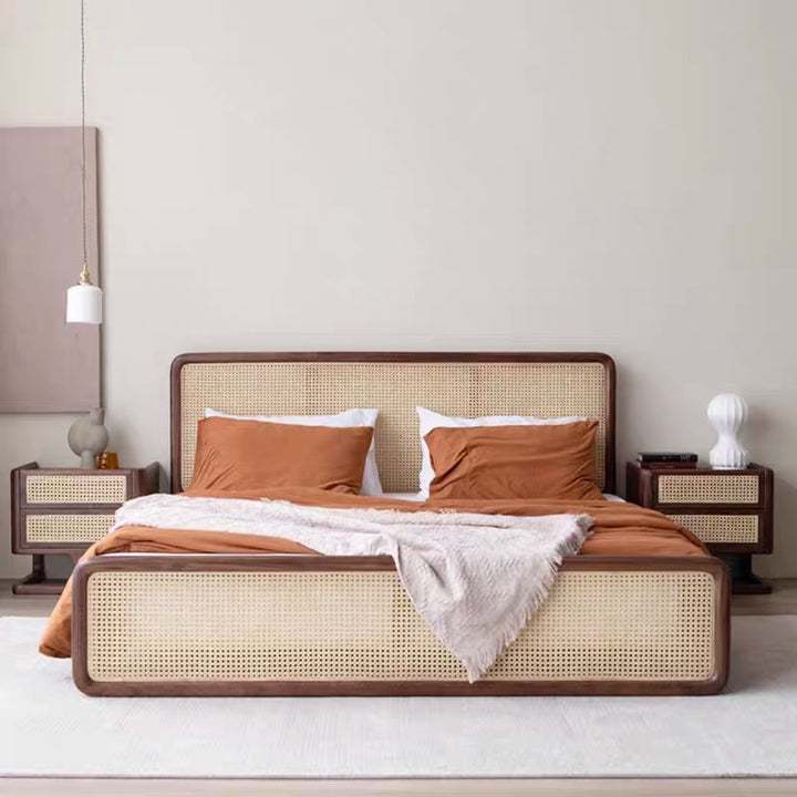 Solid Wood Mesh Double Bed Frame