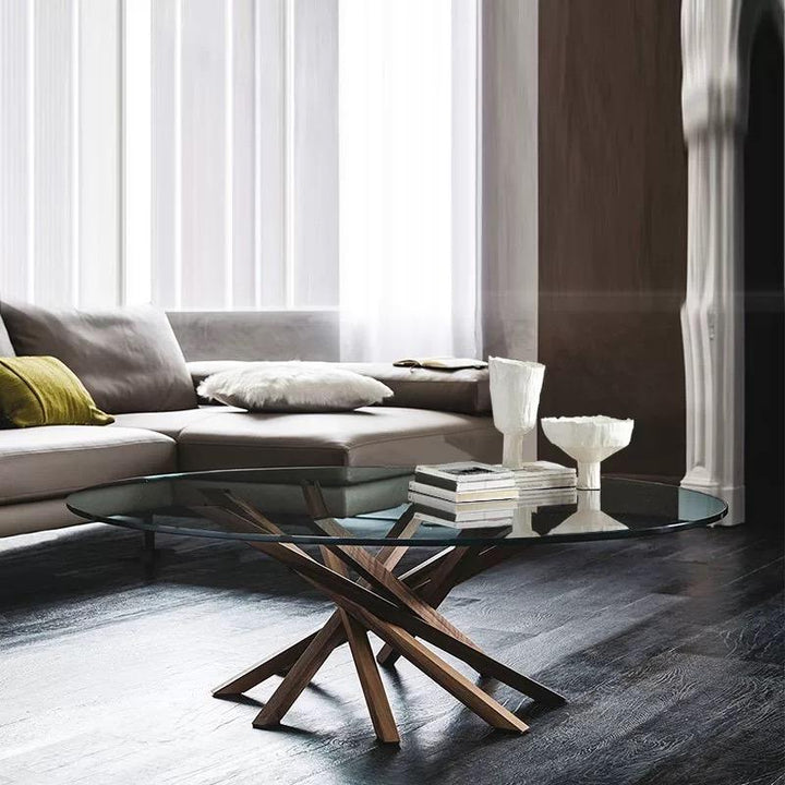 Wooden Cross Legs Coffee Table