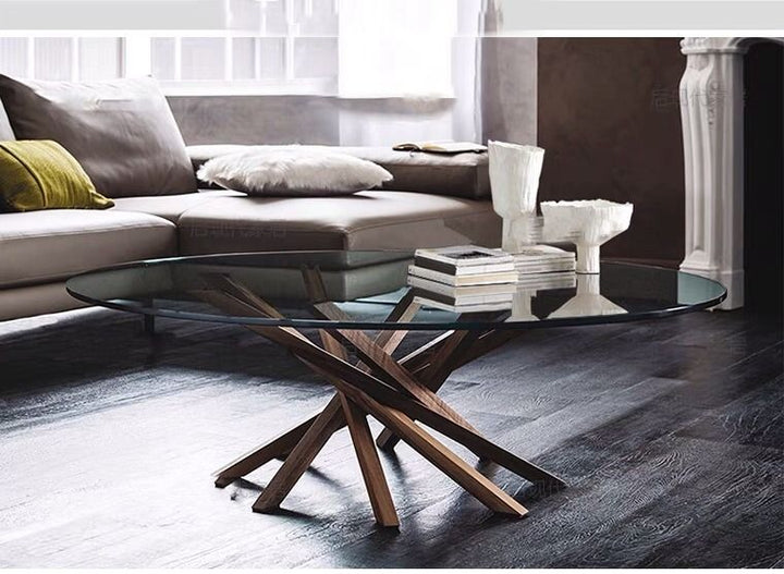 Wooden Walnut Cross Legs Coffee Table