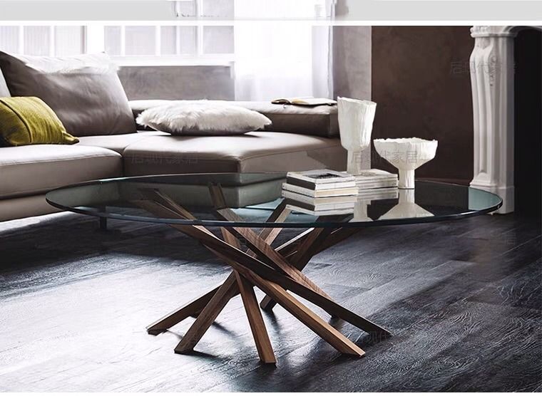 Wooden Walnut Cross Legs Coffee Table