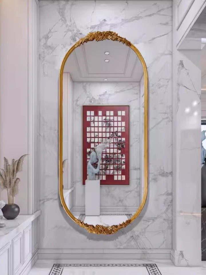 Retro Mirror Wall Hanging Carved Full-length Mirror