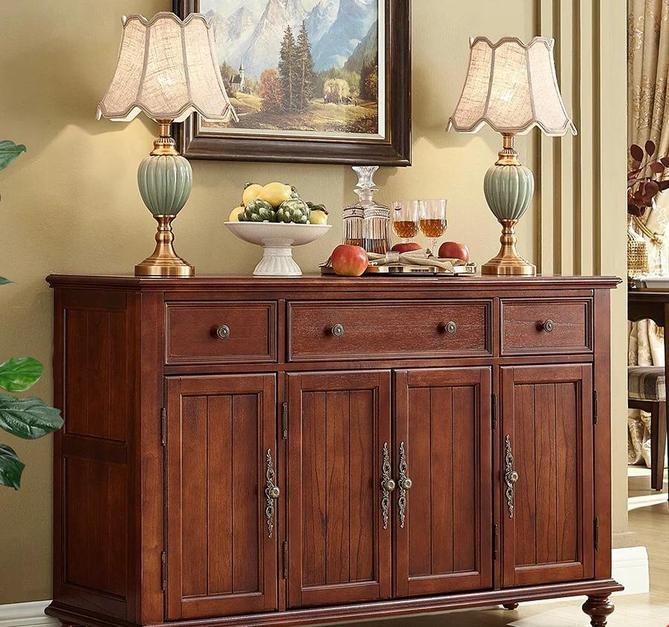 Mateo American Vintage Solid Wood Buffet Sideboard 4 doors 3 drawers