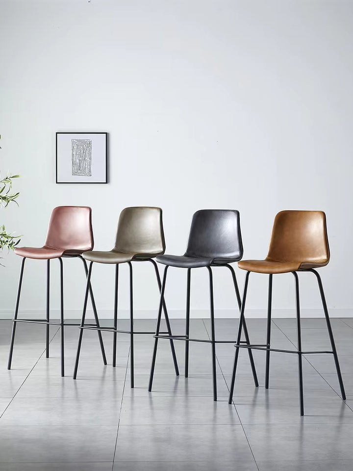 Vintage Faux Leather Bar Stool for Modern Industrial Home