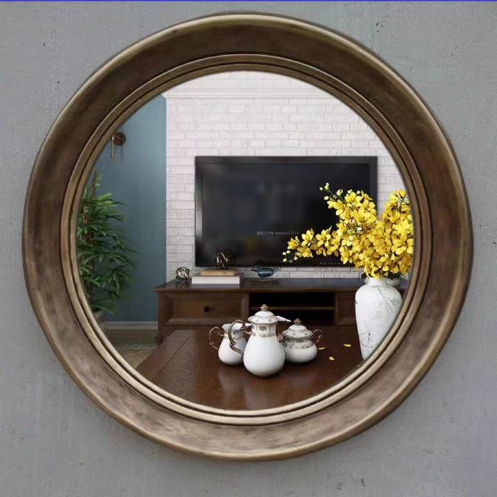 Nordic Vintage Round Wall Hanging Mirror