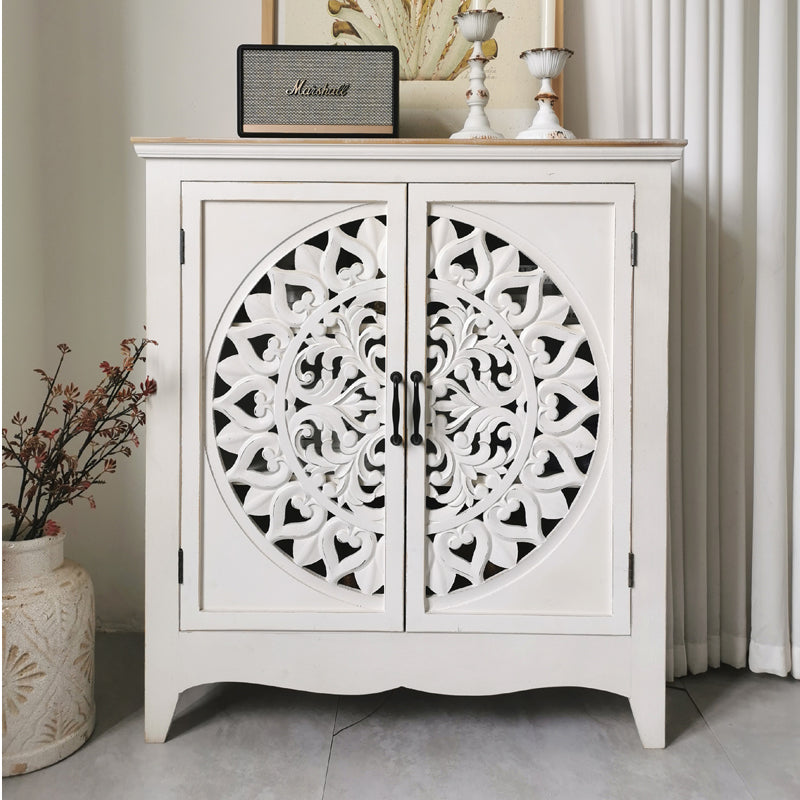 European style Country Retro Solid wood carved side cabinet shoe cabinet