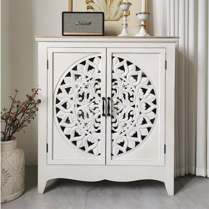European style Country Retro Solid wood carved side cabinet shoe cabinet