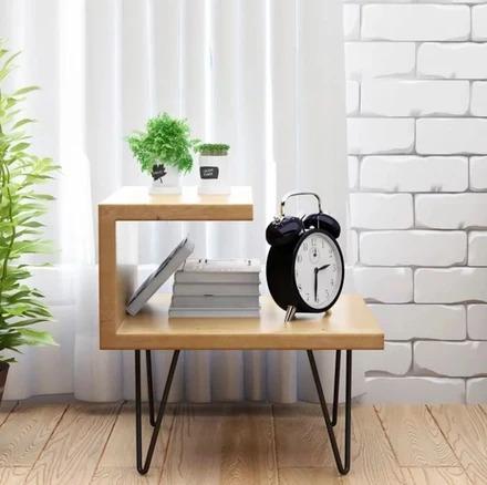 WAREHOUSE SALE ARIEL Modern Industrial Solid Wood Bedside Table  Brand New