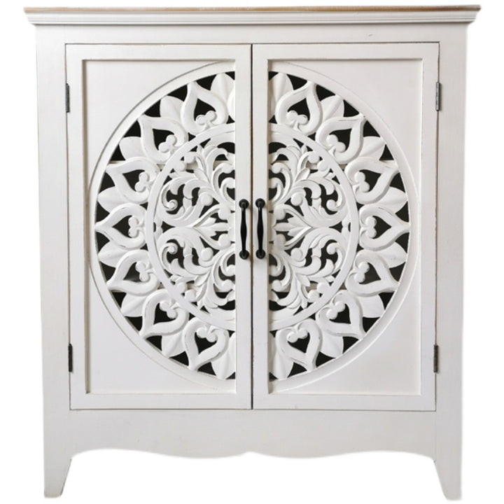 European style Country Retro Solid wood carved side cabinet shoe cabinet