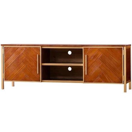 Rustic Herringbone TV Console