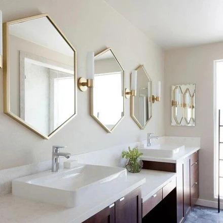 ADELINE Vintage Hexagon Gold Wall Mirror