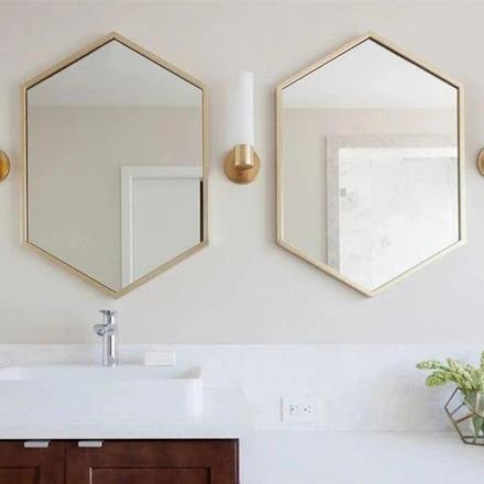 ADELINE Vintage Hexagon Gold Wall Mirror