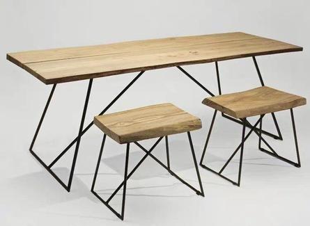 Modern Industrial Ultra Slim Solid Wood Dining Table