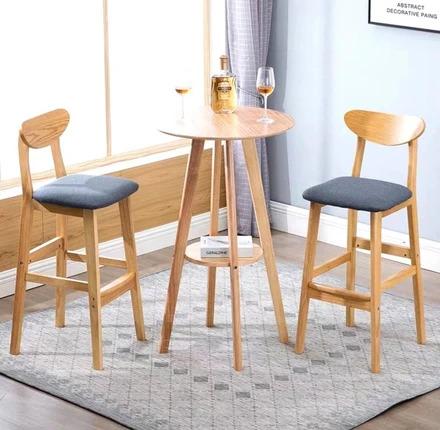 Vintage Solid Pine Wood Bar Table & Stools