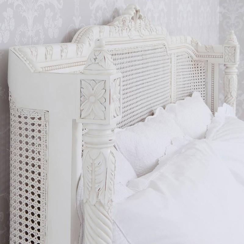 Solid Wood Rattan French Bed