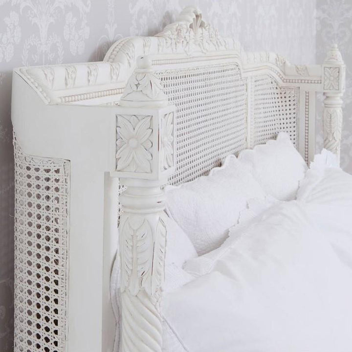 Solid Wood Rattan French Bed