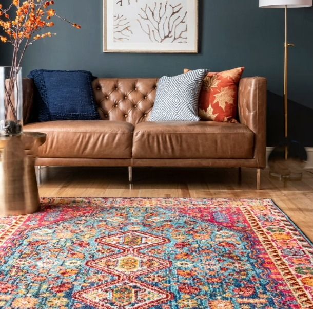 Bohemian Power Loom Performance Blue Rug