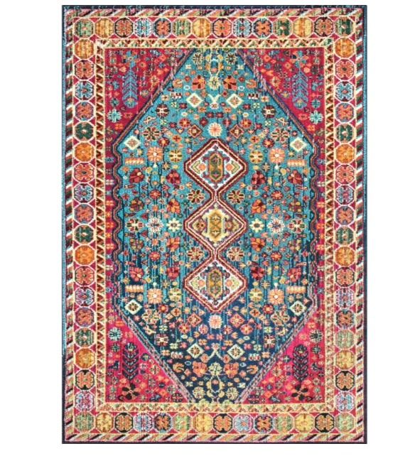 Bohemian Power Loom Performance Blue Rug