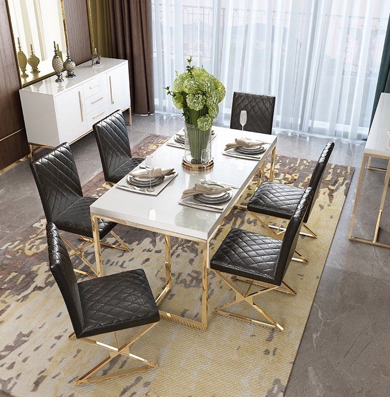 Modern Gold Dining Table Set