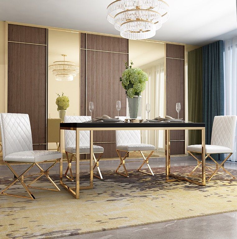 Modern Gold Dining Table Set
